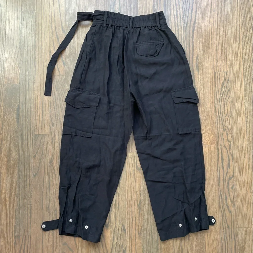 Aritzia Wilfred Kafka Belted Linen Cargo Pants High Rise Cropped